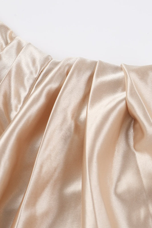 Silk Satin Off Shoulder Slit Formal Dress image 6