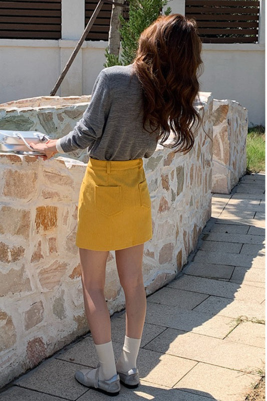 Corduroy High Waist A-Line Skirt image 16