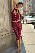 Sexy Cutout Lace Tie Two Piece Set image 7
