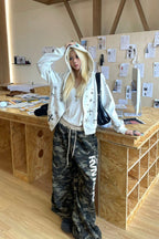 Retro Camo Letter Graphic Curved Sweat Pants image 5