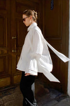 Crepe Tie Front Loose Fit Blouse image 2