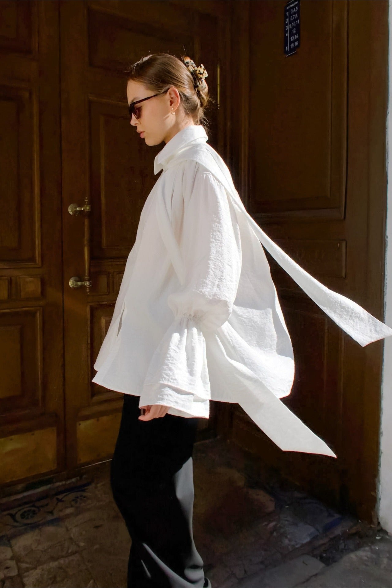 Crepe Tie Front Loose Fit Blouse image 2
