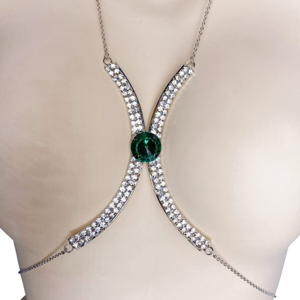 Sexy Minimalist Full Rhinestone Gem Chest Body Chain image 3