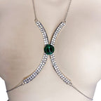 Sexy Minimalist Full Rhinestone Gem Chest Body Chain image 3