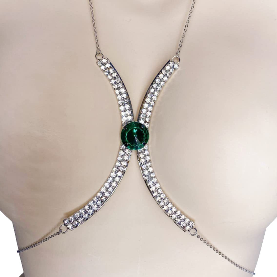 Sexy Minimalist Full Rhinestone Gem Chest Body Chain image 3