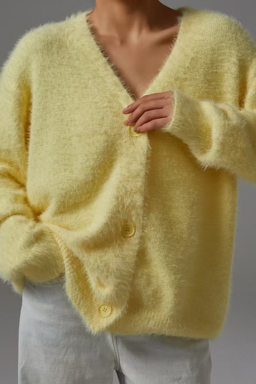 Faux Fur Blend V-Neck Cardigan image 12