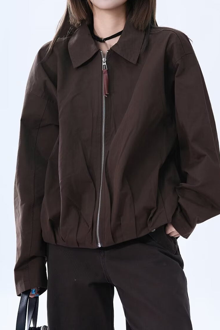 Brown Faux Leather Relaxed Jacket image 1