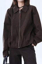 Brown Faux Leather Relaxed Jacket image 1