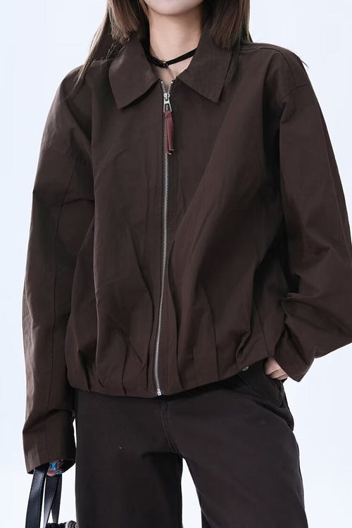 Brown Faux Leather Relaxed Jacket image 1