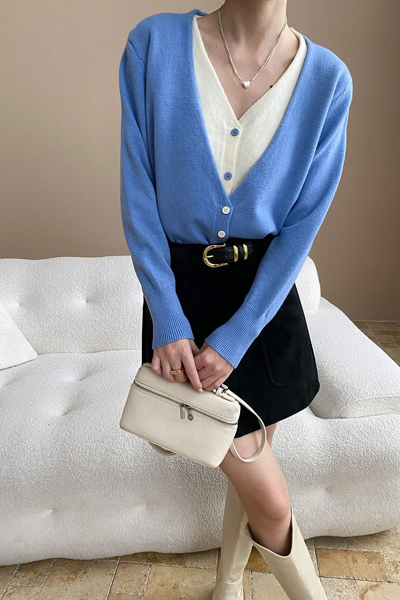 Two-Tone V-Neck Cardigan image 10