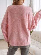 Loose Fit Button-Down Tie-Front Solid Color Sweater image 7