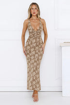 Jacquard V-Neck Backless Cami Maxi Dress image 3