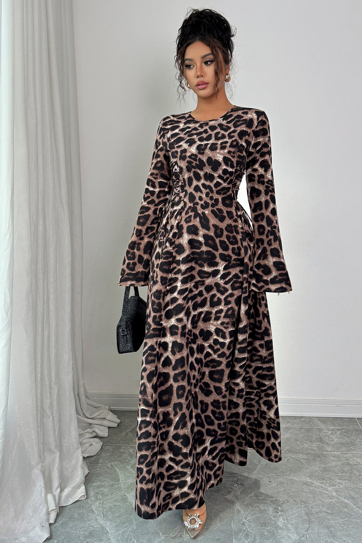 Chic Leopard Long Sleeve Maxi Dress image 2