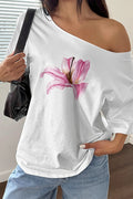 Lily Print Asym Off‑Shoulder T‑shirt image 1
