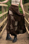Print Velvet A-Line Skirt image 1