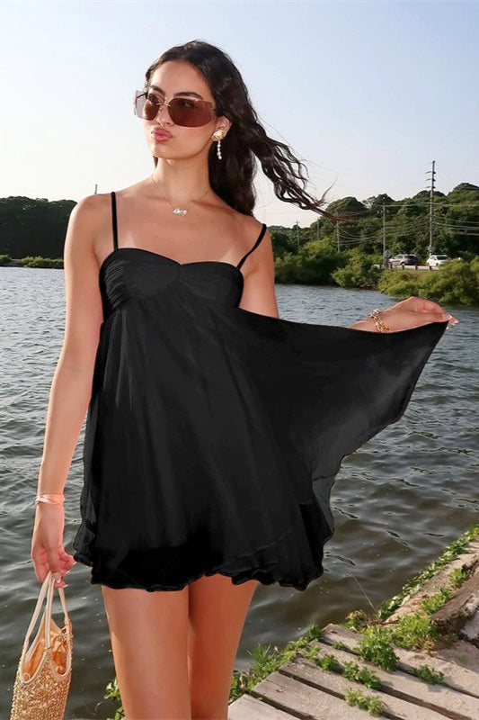 Off Shoulder Flowy Chiffon Cami Mini Dress image 7