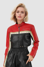 Cropped Moto Faux Leather Coat image 3