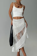 Polka Dot Lace Asymmetrical Midi Skirt image 1