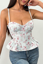 Floral Irregular Ruffle Tie Cami Top image 1