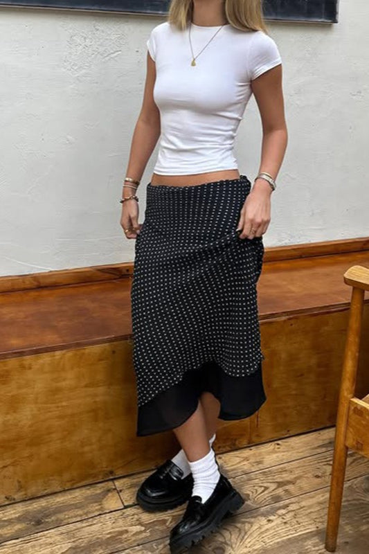 Polka Dot A-Line Mesh Midi Skirt image 2