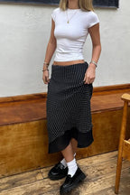 Polka Dot A-Line Mesh Midi Skirt image 2