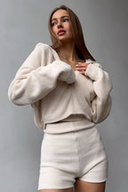 Fuzzy Solid Cardigan Tank Three Piece Set image 3