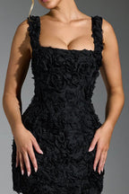 Square Neck Stereo Flower Mini Dress image 4