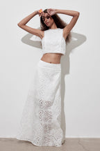 Cutout Allover Embroidered Maxi Skirt image 1
