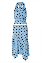 Chic Polka Dot Halter Neck Crop Top Skirt Sets image 7