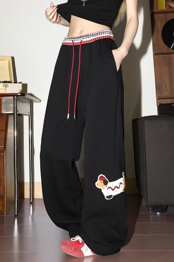 Print Loose Straight Leg Sweat Pants image 7