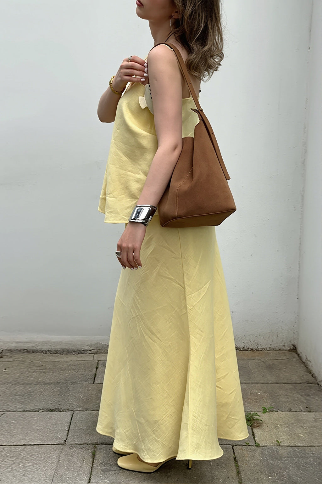 Elegant Casual Solid Cami Skirt Set image 8