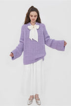 French-Style Bow Sequin Soft Luxe Lazy-Style Loose Knit Sweater image 2