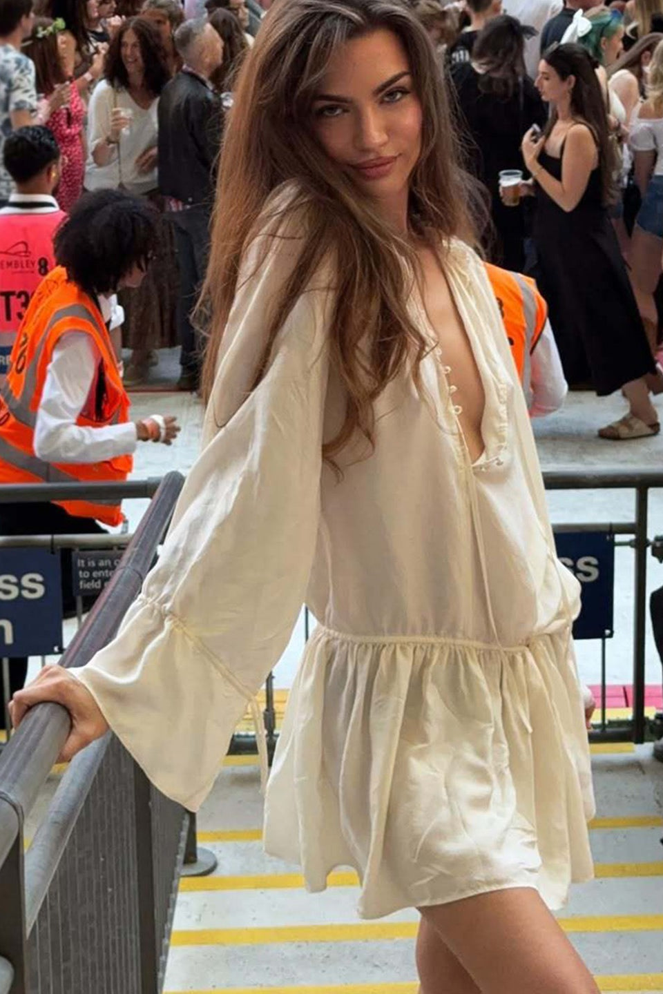 Chic Elegant Deep V Tie Ruffle Sleeve Mini Dress image 3