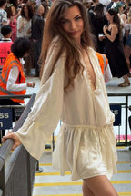 Chic Elegant Deep V Tie Ruffle Sleeve Mini Dress image 3