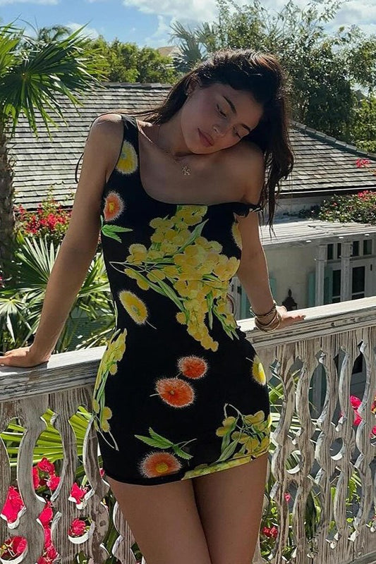 Floral Cami Ruched Bodycon Mini Dress image 3
