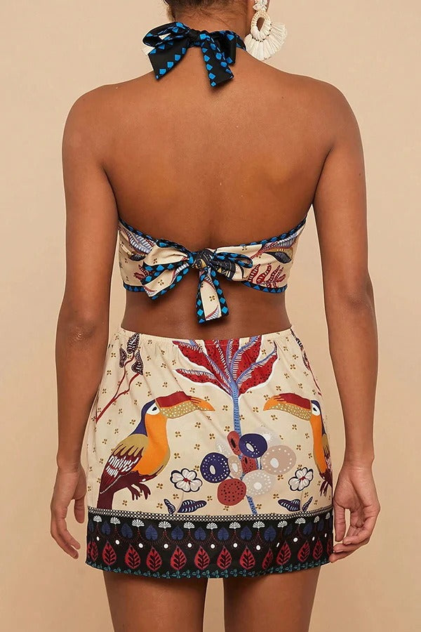 Halter Tie Back Floral Mini Dress image 3