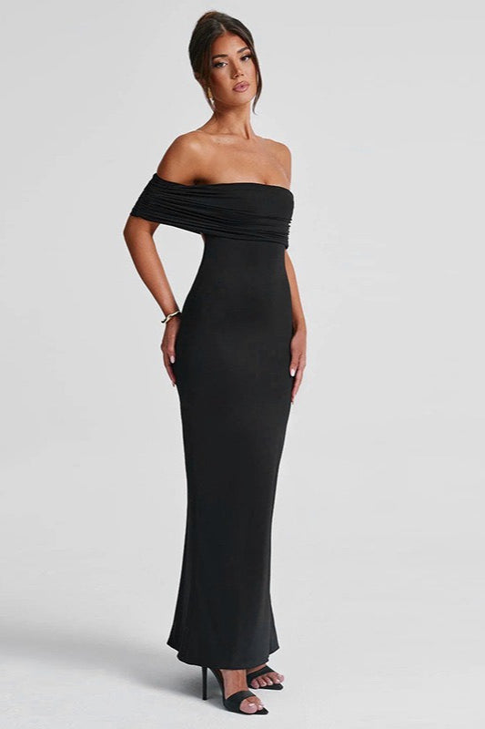Solid Off Shoulder Ruched Formal Dress image 2