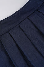 Solid Knit Tie Bandeau Low Waist Pleated Skirt Set image 7