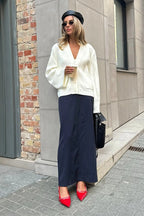 Vintage V Neck Loose Knit Cardigan Sweater image 5