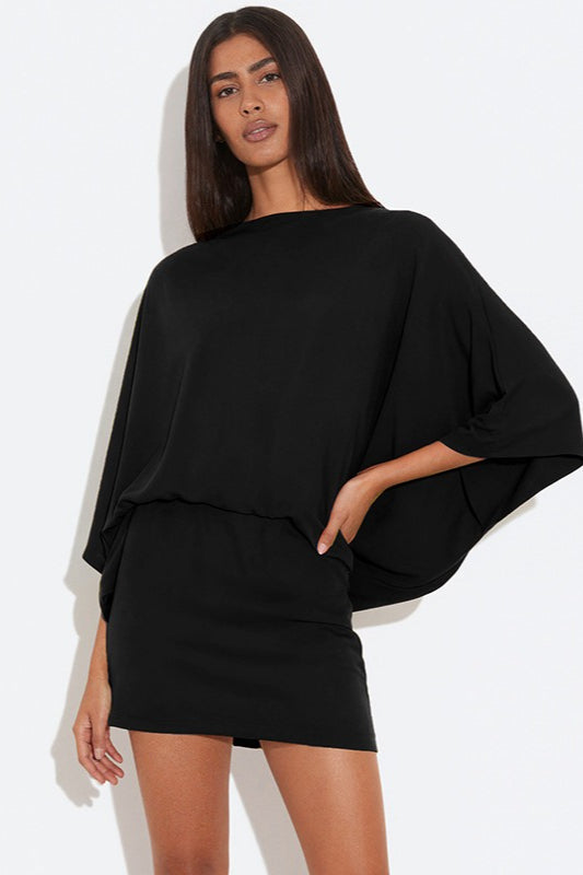 Chic Back Deep V Cowl Neck Loose Mini Dress image 8