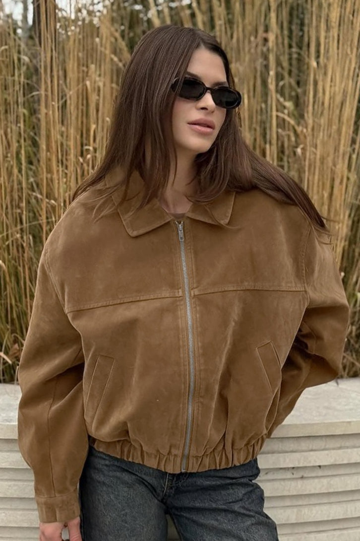 Vintage Suede Zip Front Relaxed Jacket image 5