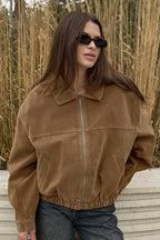 Vintage Suede Zip Front Relaxed Jacket image 5