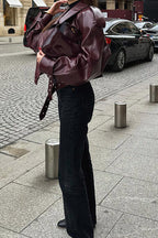 Burgundy Vintage Moto Coat image 6