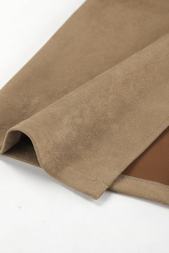 Vintage Suede Brown High Waist Split Midi Skirt image 7