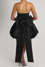 Solid Color Strapless Backless Big Bow Bubble Hem Prom Dress image 8