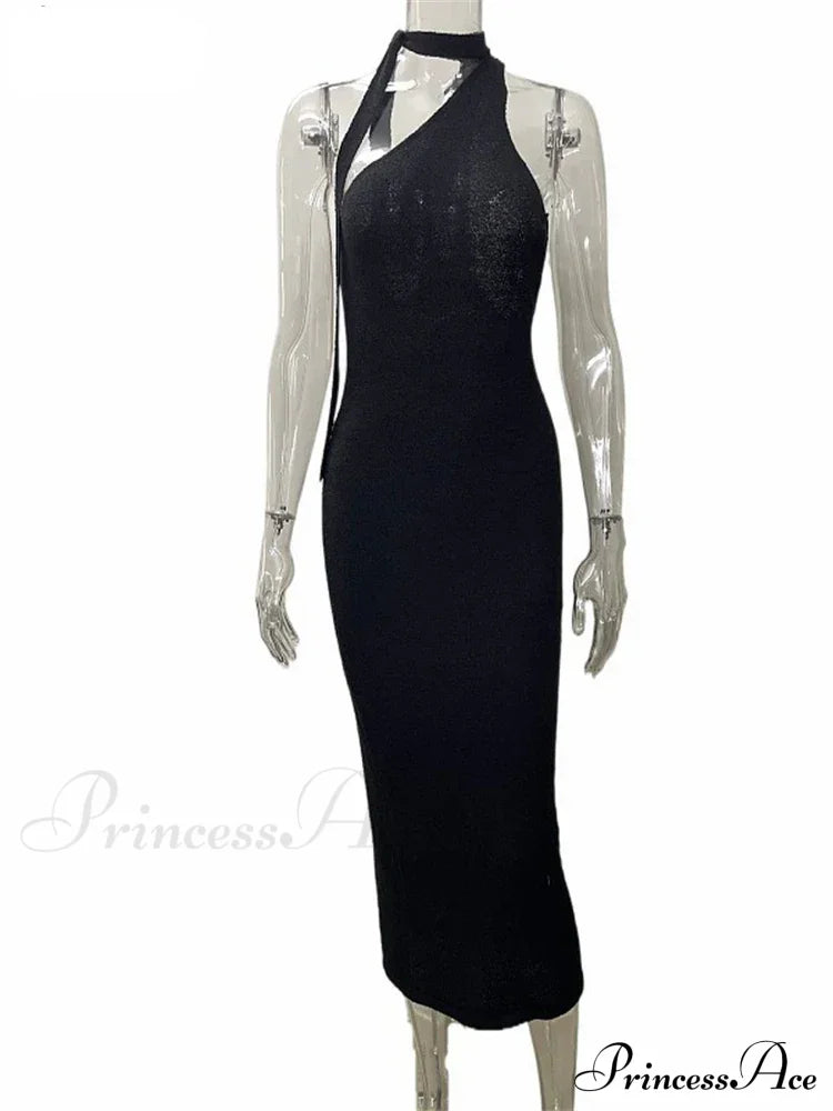 Beach Knitted Halter Bodycon Maxi Dress image 5
