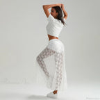 Beachwear Floral Lace Lotus Edge Perspective Long Skirt image 4