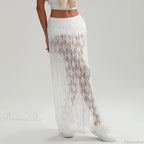 Beachwear Floral Lace Lotus Edge Perspective Long Skirt image 5