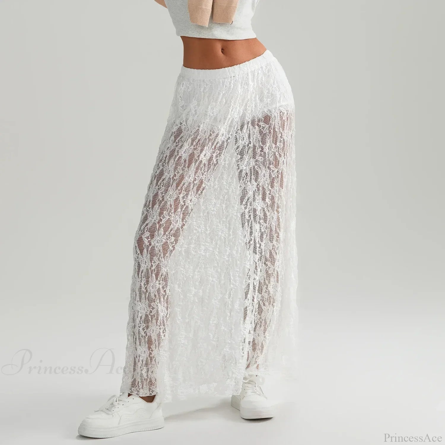 Beachwear Floral Lace Lotus Edge Perspective Long Skirt image 3