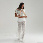 Beachwear Floral Lace Lotus Edge Perspective Long Skirt image 2